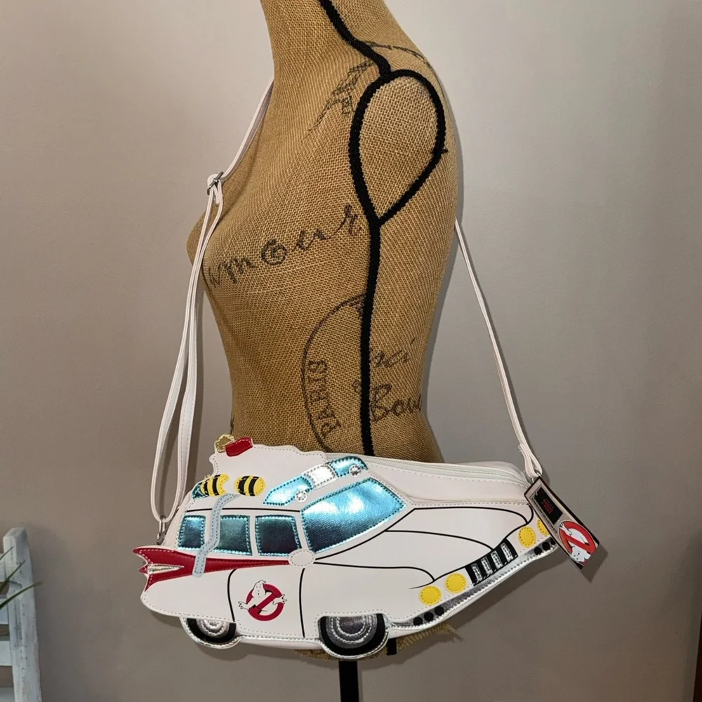 Ghostbusters NEW Ecto-1 Car White Iconic 3D Applique faux leather Crossbody Bag